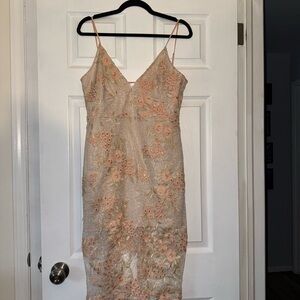 Lulu's Cream Tan Sleeveless Midi Dress